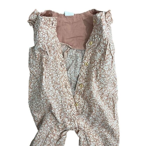 H&M Baby Girl Floral Print Sleeveless Cotton Romper White & Tan Size 3M - Picture 7 of 9